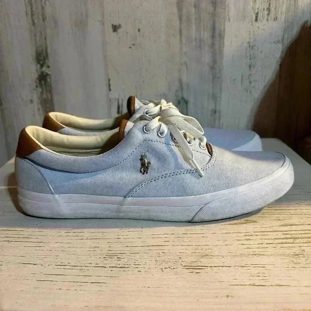 Polo Ralph Lauren Men’s Thornton Cotton Oxford Light Blue Canvas Size 10.5